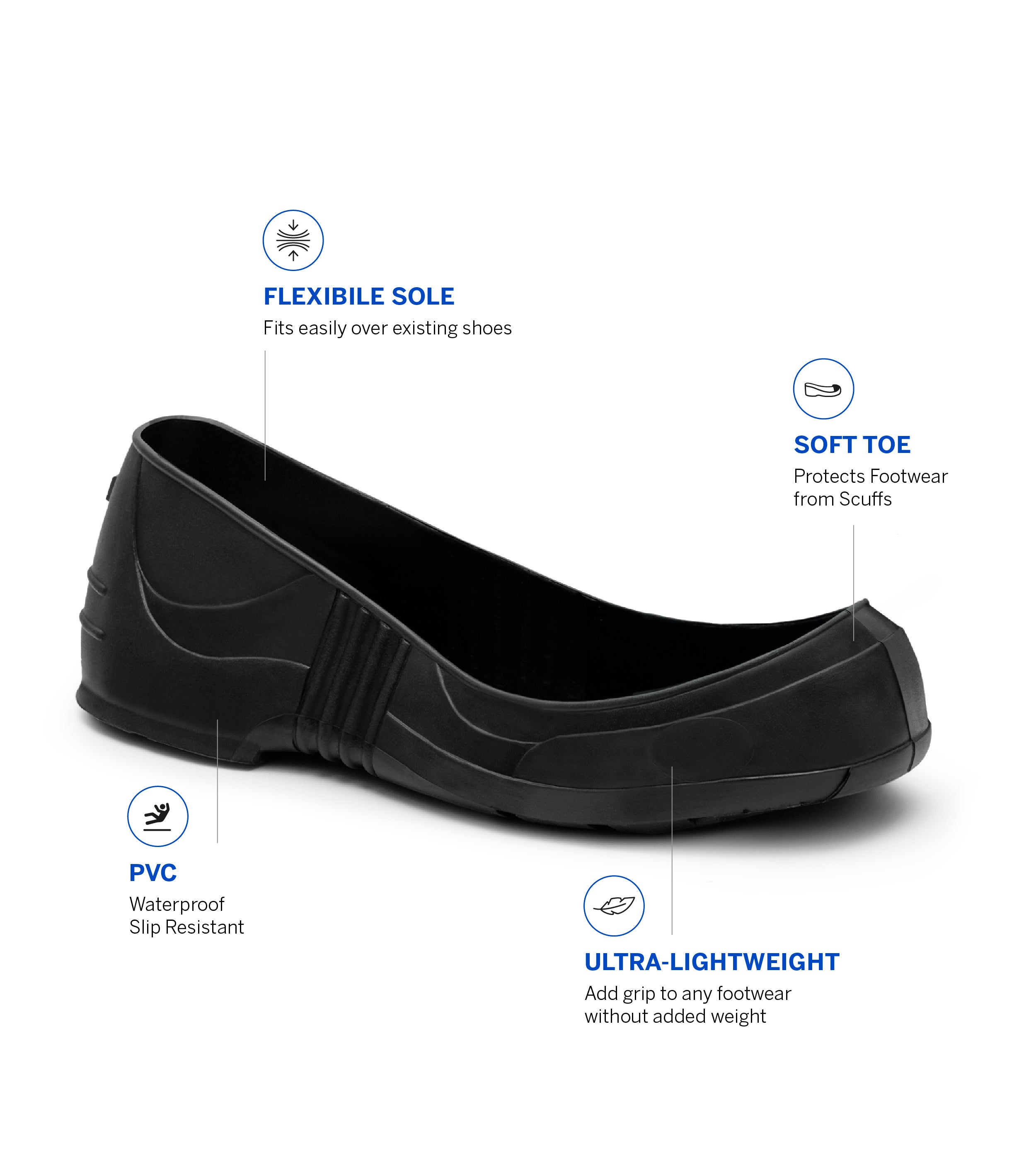 OSH006, Slip-Resistant PVC Overshoes (Black)