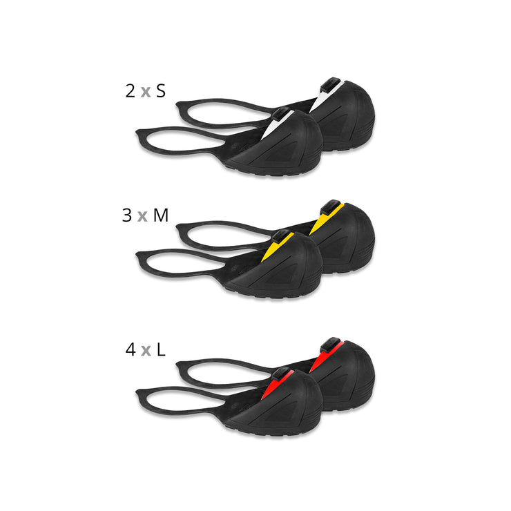 OSHBU62-11, Visitor Bucket 9 Pairs Assorted Safety Steel Toe Cap With Backstrap Overshoes, Rubber (Color Coded by Size)