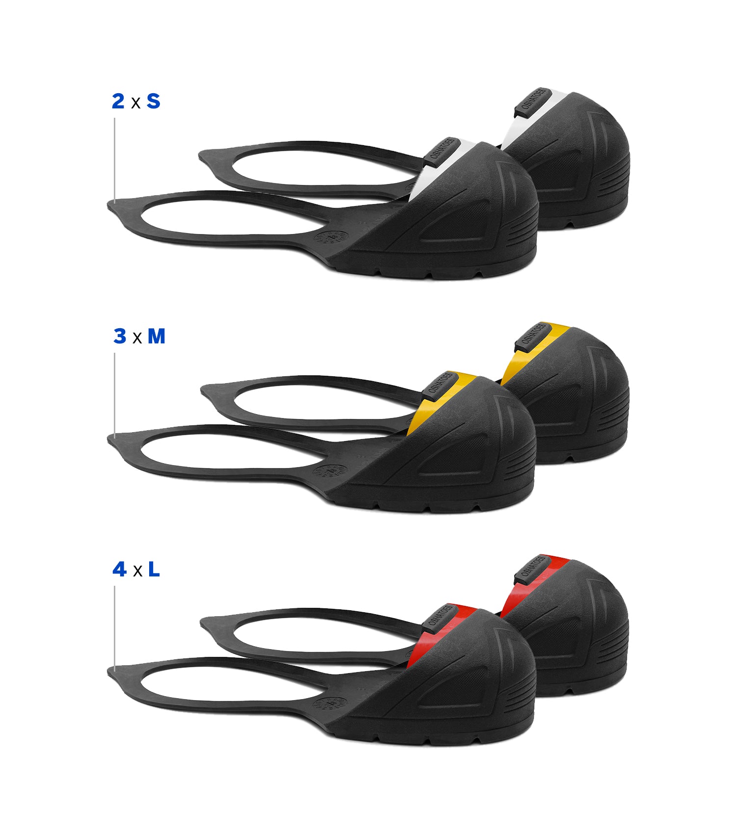 OSHBU62-11, Visitor Bucket 9 Pairs Assorted Safety Steel Toe Cap With Backstrap Overshoes, Rubber (Color Coded by Size)