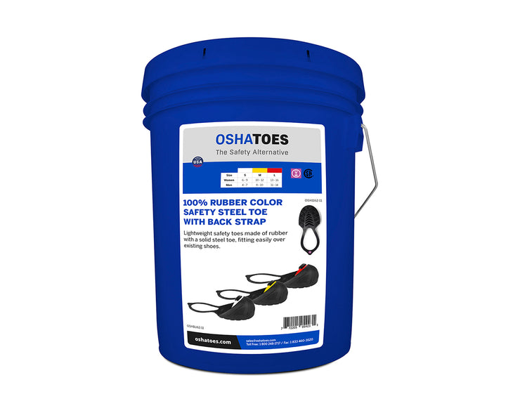 OSHBU62-11, Visitor Bucket 9 Pairs Assorted Safety Steel Toe Cap With Backstrap Overshoes, Rubber (Color Coded by Size)