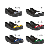 OSHBUCA-11, Visitor Bucket 9 Pairs Prepack Steel Toe Cap Safety Overshoes, 100% RUBBER (Color Coded by Size) - OSHATOES.com